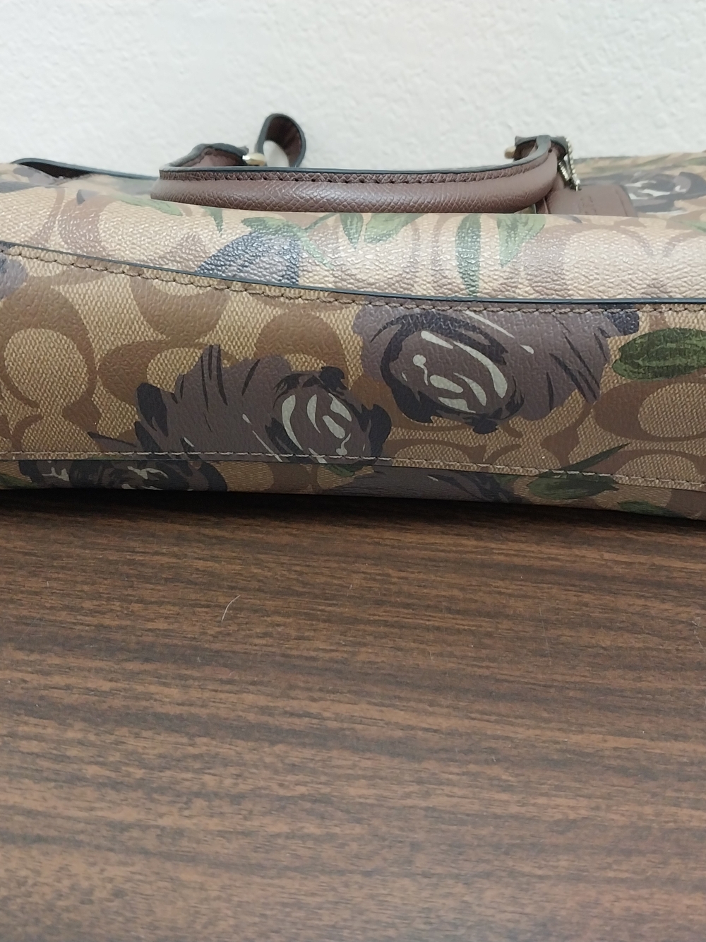 COACH Signature Floral Mini Satchel in Brown - Picture 4 of 7